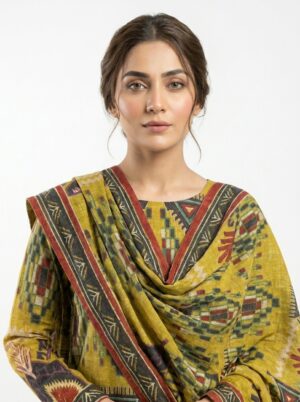 Olive Geometric Ethnic Dress