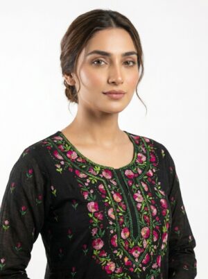 Floral Neckline & Back Motif Dress